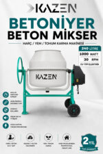 Kazen 240 Litre - XL Betoniyer Beton Mikser Beton Harç Yem Tohum Karma Makinesi