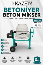 Kazen 120 Litre - XS Betoniyer Beton Mikser Beton Harç Yem Tohum Karma Makinesi
