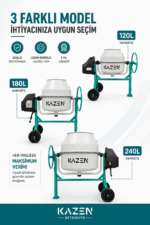 Kazen 240 Litre - XL Betoniyer Beton Mikser Beton Harç Yem Tohum Karma Makinesi - Görsel 9